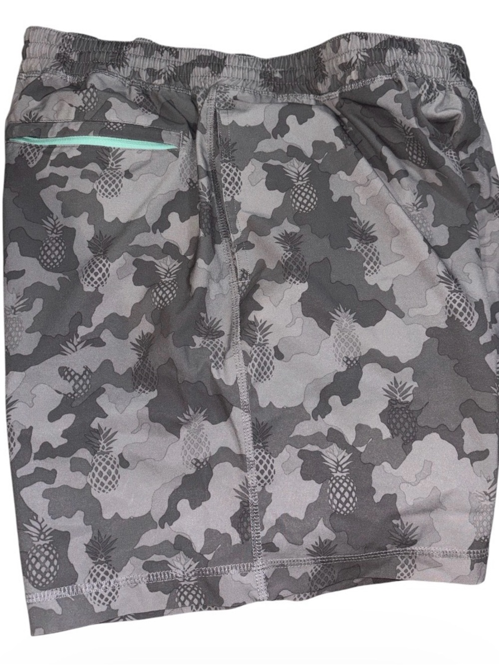 Gray Camouflage Pineapple Shorts with Teal Liner